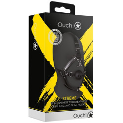 Ouch! Xtreme Bâillon Boule avec Crochet nasal Gag Noise Noir